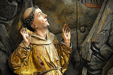 The Francis of Assisi Altar by Tilman Riemenschneider, detail, Rothenburg ob der Tauber, Bavaria, Germany, Europe