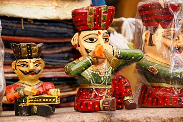 Souvenir sale near Lake Garisar, Jaisalmer, Rajasthan, North India, Asia