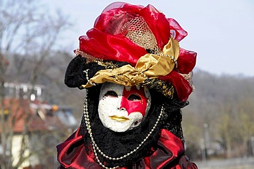 Mask, carnival Hallia Venezia, Schwaebisch Hall, Baden-Wuerttemberg, Germany, Europe