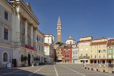 Tartini Square in Piran, Adriatic, Istria, Slovenia, Europe