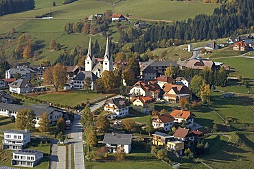 Village of Diex, aerial photograph, Carinthia, Austria, Europe