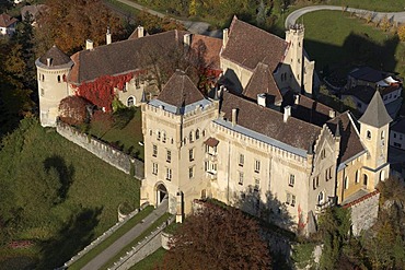 Eberstein Palace, aerial photograph, Carinthia, Austria, Europe