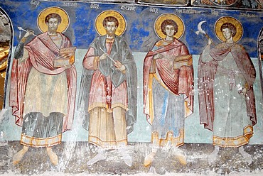 Medieval frescoes in the church of St Athanasius the Apostolic, Kisha e Shen Thanasit, Voskopoje, Albania, Balkans, Europe