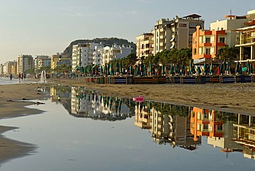 Hotels and restaurants on Durres beach, Albania, Europe