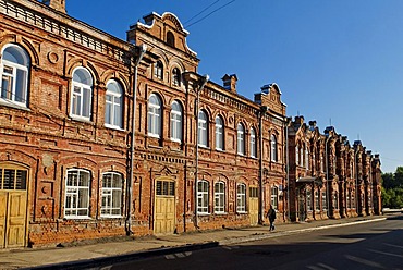 Building facade, historic city centre of Bijsk, Siberia, Russia, Asia