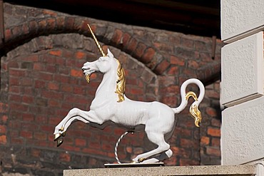 Unicorn, historic town centre, Lueneburg, Lower Saxony, Germany, Europe