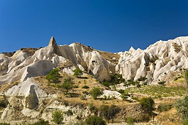 Rock Valley, tuff rock landscape near Goereme, Cappadocia, Central Anatolia, Turkey, Asia