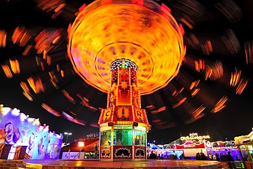 Chain carousel at night, Oktoberfest, Munich, Bavaria, Germany, Europe