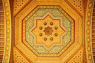 Coffering on the ceiling of the Bahia Palace, Marrakesh, Morocco, Africa