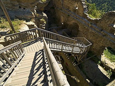 Stairs in the Aggstein ruins, Aggsbach, Wachau region, Lower Austria, Austria, Europe