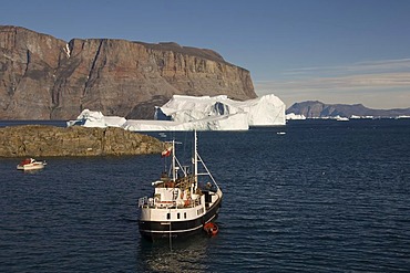 Ship in the Uummannaq bay, Greenland, Denmark