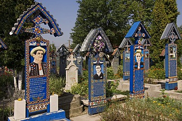 The Merry Cemetery of Sapanta, wooden crosses, Maramures, Romania