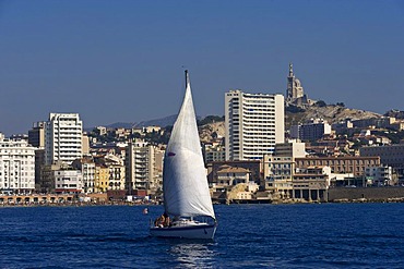 Sailboat, port, Marseille, Provence Cote d'Azur, France, Europe