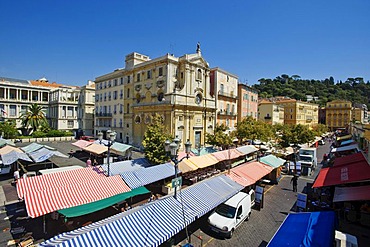 Cour Saleya, flower market, Nice, provence Cote d'Azur, France, Europe