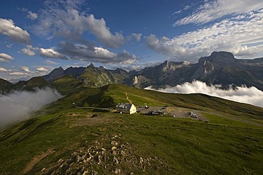 Grand Gabison, Pic Lalate, Pic Sanctus and Pic Ger, pyrenees seen from the Col d'Aubisque, Aquitaine, France, Europe