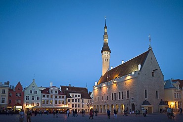 Townhall at dusk, Tallinn, Estonia, Baltic States, PublicGround