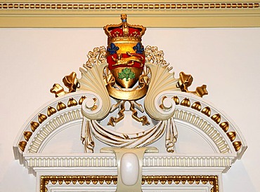 Wall decoration in the lobby of the parliament building, Hotel du Parlement, Quebec City, Canada, North America