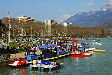 Landing place for paddleboats at Annecy Lake, Savoyen, France, Europe