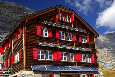 Utilization of solar energy in remote areas, Laemmerhuette, Swiss Alpine Club, Valais, Switzerland, Europe