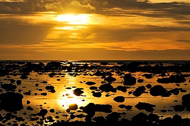 Sunset off the coast at Sand Point, Olympic National Park, Washington, USA, North America