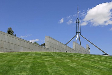 On the roof terrace of the New House of Parliament, Canberra, Australia