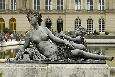 Mythological figure at the Fortunabrunnen Fountain, Herrenchiemsee Castle, Upper Bavaria, Germany, Europe