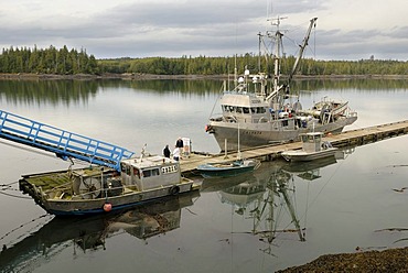 Fishing cutter and boats near Prince Rupert, British Columbia, Canada, North America