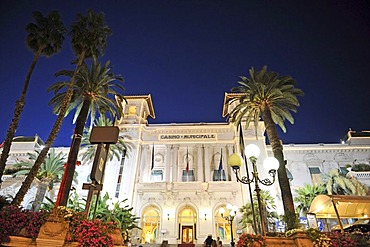 San Remo Casino, night exposure, Riviera dei Fiori, Liguria, Italy, Europe