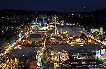 Night shot of Cannstatter Volksfest, Stuttgart, Baden-Wuerttemberg, Germany