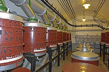 Pumps in Maginot Line concrete bunker in France, Europe