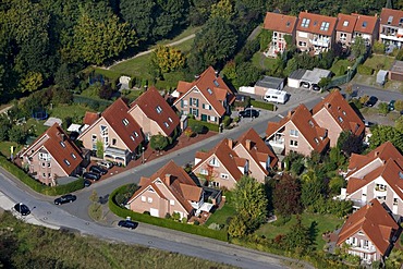 One-familiy houses and multi-family houses, estate, Muenster, North Rhine-Westphalia, Germany, Europe