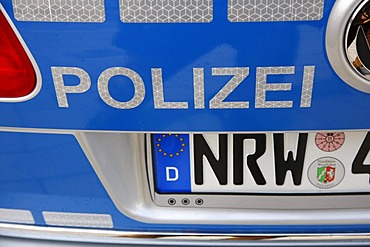 New blue police car for the North Rhine-Westphalian police, Duesseldorf, North Rhine-Westphalia, Germany, Europe