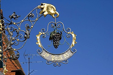 Sign of a wine bar, Hagnau, Lake Constance, Baden-Wuerttemberg, Germany