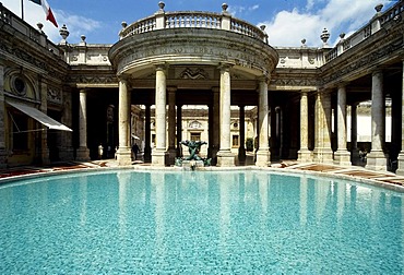 Tettuccio, thermal spa in an Art Nouveau style, colonnade and pool, Montecatini Terme, Tuscany, Italy, Europe