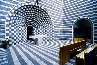 San Giovanni Battista, modern church by Mario Botta, Mogno, Maggia Valley, Valle Maggia, Canton of Tessin, Switzerland, Europe