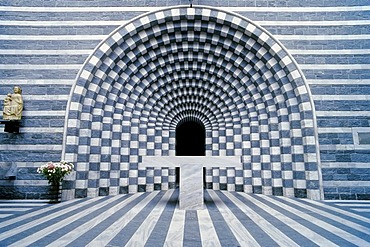 San Giovanni Battista, modern church by Mario Botta, Mogno, Maggia Valley, Valle Maggia, Canton of Tessin, Switzerland, Europe