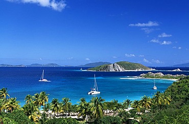 Yachts in a bay at Peter Island, British Virgin Islands, Caribbean