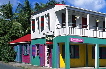 Colourful facade in Roadtown on Tortola Island, British Virgin Islands, Caribbean