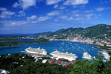 Cruise ships at Charlotte Amalie, St. Thomas Island, United States Virgin Islands, Caribbean