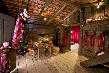 Interior of a hut, Christmas motif