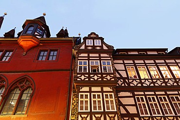 Historic town hall, gothic collection of houses in the street "Unterm Heilig Kreuz", Fulda, Rhoen, Hesse, Germany, Europe