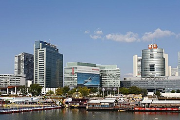 Donau-City, Neue Donau, seen from Donauinsel, Vienna, Austria, Europe