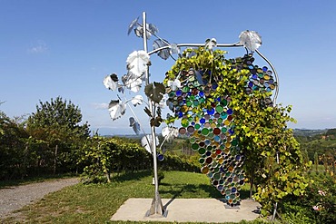 The biggest wine grape of the world by artist Willibald Trojan on Eorykogel, Glanz an der Weinstrasse, Styria, Austria, Europe