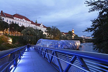 Murinsel, Mur Island on Mur River, Graz, Styria, Austria, Europe