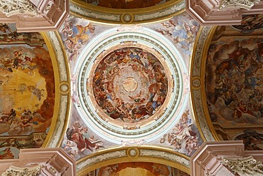 Dome with ceiling fresco, Stiftskirche Poellau, Collegiate Church, Styria, Austria, Europe