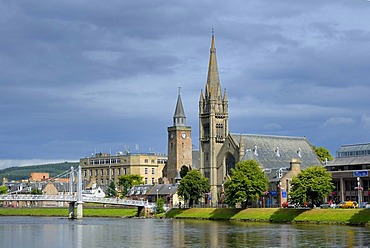 Historic city centre facades of Inverness, Scotland, Great Britain, Europe