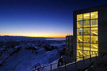 Staircase of the panorama restaurant on the summit of Mt Saentis, Canton of Appenzell Innerrhoden, Switzerland, Europe