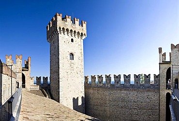 Inner yard of the Scaligero Castle, Sirmione, Lake Garda, Lago di Garda, Lombardy, Italy, Europe