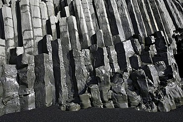 Basalt columns on the beach of Vik on the south coast of Iceland, Europe