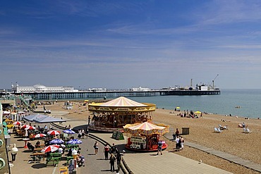 Pier and beach in Brighton, East Sussex, England, Great Britain, Europe